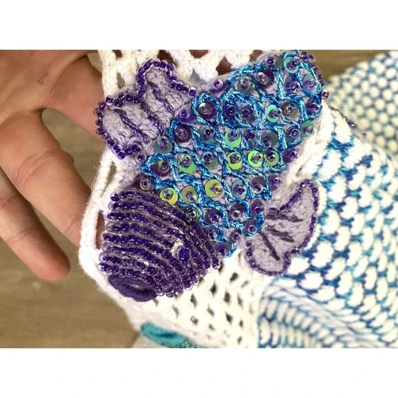 Storybook Knits Fish Cardigan Sweater L Mermaid Granny Teacher Cozy Academia‎ - Picture 3 of 10